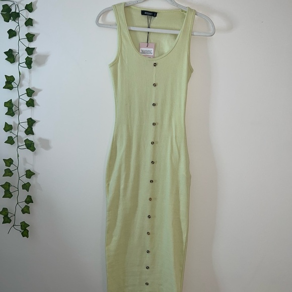 Green Ribbed Dress - Picture 2 of 5